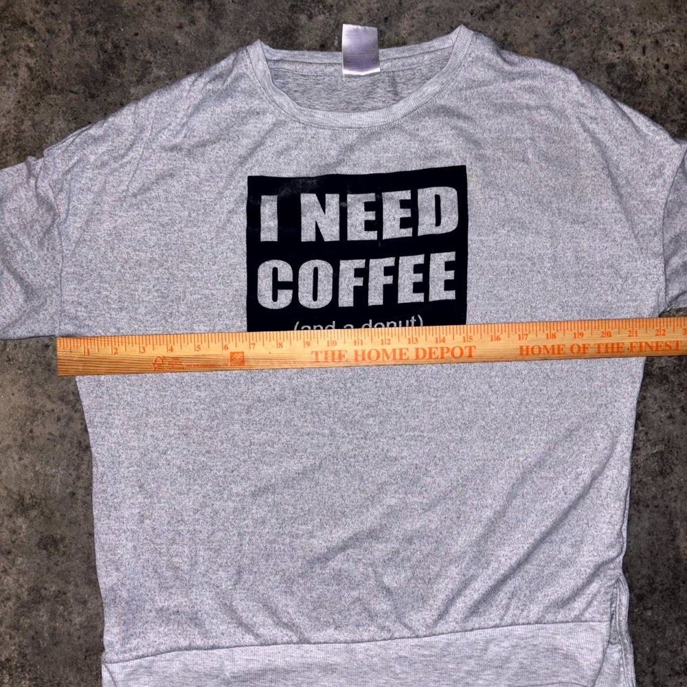Secret Treasures Lounge Shirt Womens Large 12-14 Gray I Need Coffee and a Donut - Picture 4 of 6